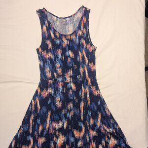 Form fitting a.n.a blue abstract sleeveless dress, small